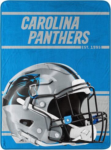 Northwest NFL Carolina Panthers 46x60 Micro Raschel Run Design Rolled Blanket, Team Colors, One Size (1NFL059050018RET) in Saudi Arabia