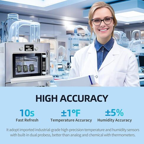 مقياس حرارة رقمي للرطوبة في الأماكن المغلقة، مقياس حرارة الغرفة 2.7 بوصة مع مستشعر عالي الدقة، مقياس مراقبة درجة الحرارة والرطوبة لأساسيات المنزل لغرفة النوم، وغرفة الأطفال، والدفيئة (أسود) in Kuwait