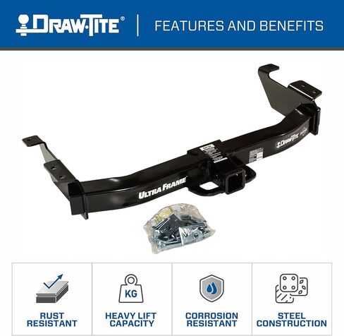 وصلة مقطورة Draw-Tite 45508 فئة 5، جهاز استقبال 2-1/2 بوصة، أسود، متوافق مع 1999-2022 Ford F-250 Super Duty، 1999-2022 Ford F-350 Super Duty، 2008-2022 Ford F-450 Super واجب in Kuwait