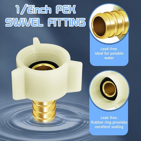 Boltigen 1/2" PEX Swivel Elbow Facuet Connector, 5pcs PEX Rv Water Line Fittings, 1/2" x 1/2" PEX Female NPT Adapter,90 Degree NPSM PEX Adapter for Pipe Plumbing Connection in Saudi Arabia