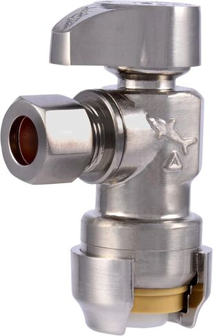 SharkBite Max 1/2 x 3/8 Inch Compression Angle Stop Valve, Quarter Turn, Push to Connect Brass Plumbing Fitting, PEX Pipe, Copper, CPVC, PE-RT, HDPE, UR23036 in Saudi Arabia