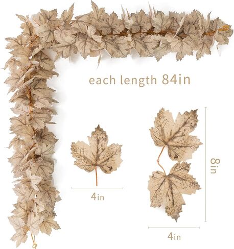 6PCS Yellow-Red Fall Maple Leaves Garland, 5.6Ft Artificial Maple Leaf Autumn Garland Hanging Fall Vines Table Decorations Front Door Fall Decor Thanksgiving Decorations Decor Outside Indoor Decor in Saudi Arabia