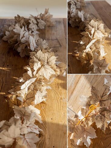 6PCS Yellow-Red Fall Maple Leaves Garland, 5.6Ft Artificial Maple Leaf Autumn Garland Hanging Fall Vines Table Decorations Front Door Fall Decor Thanksgiving Decorations Decor Outside Indoor Decor in Saudi Arabia