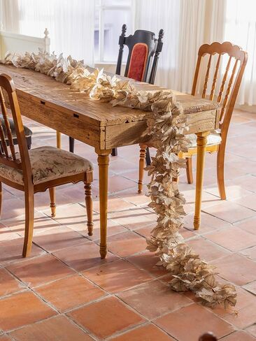 6PCS Yellow-Red Fall Maple Leaves Garland, 5.6Ft Artificial Maple Leaf Autumn Garland Hanging Fall Vines Table Decorations Front Door Fall Decor Thanksgiving Decorations Decor Outside Indoor Decor in Saudi Arabia