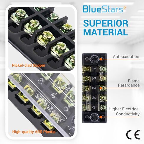 BlueStars 6 Packs 5 Positions Terminal Strip Blocks 600V 15A with Cover and 5 Packs 400V 15A 6 Positions Pre-Insulated Terminals Barrier Strip Used for Home Electrical Project in Saudi Arabia