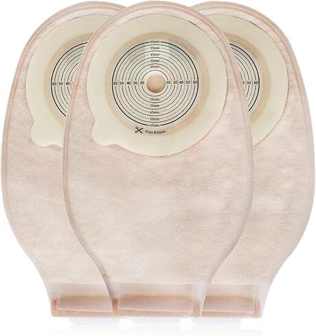 أكياس فغر القولون، لوازم فغرة القولون، 10 قطع من أكياس فغرة القولون قطعة واحدة قابلة للتصريف مع فلتر وإغلاق للعناية بالفغر اللفائفي، مقطوعة لتناسب الحد الأقصى 65 مم in Kuwait