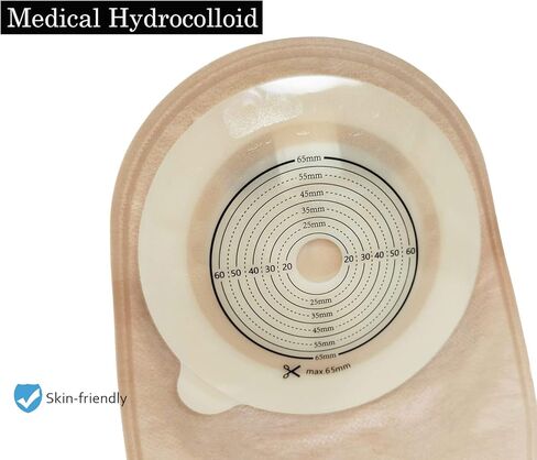 أكياس فغر القولون، لوازم فغرة القولون، 10 قطع من أكياس فغرة القولون قطعة واحدة قابلة للتصريف مع فلتر وإغلاق للعناية بالفغر اللفائفي، مقطوعة لتناسب الحد الأقصى 65 مم in Kuwait
