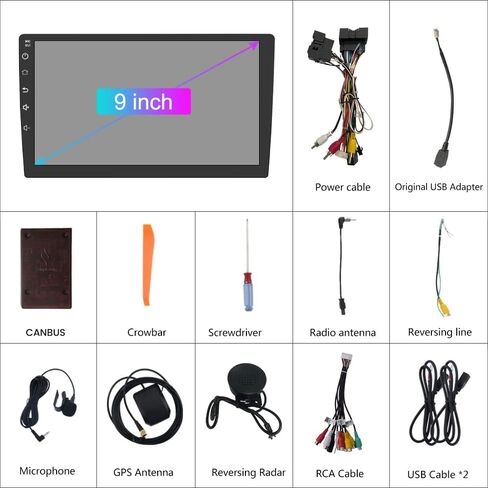 Android 13 [2GB+64GB] Car Radio Compatible for Ford Escape 2013-2016 with Reverse Camera, 9 Inch Touch Screen with GPS/FM/WiFi/Reverse Camera, Support SWC Wireless CarPlay Android Auto in Saudi Arabia