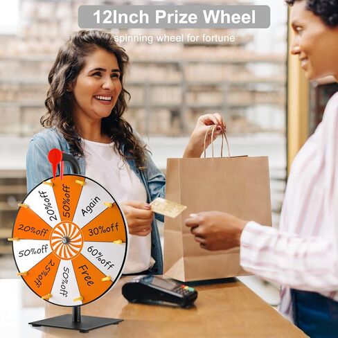 12" Spinning Prize Wheel, 10 Slots Prize Spinning Wheel Tabletop Roulette Spinner with Dry Eraser Marker & Eraser - Heavy Duty Spinning Wheel for Prizes Fortune Spinning Game Trade Show (Orange) in Kuwait