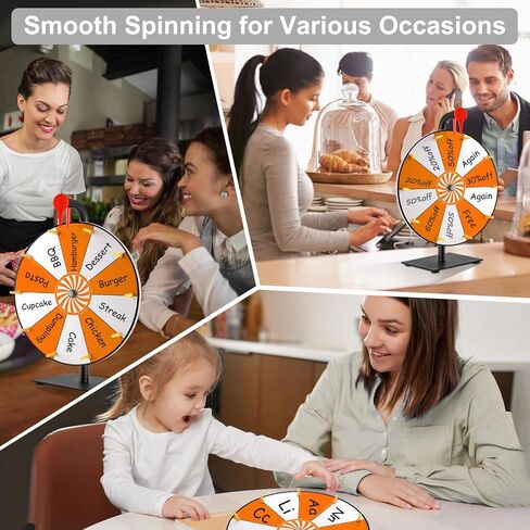 12" Spinning Prize Wheel, 10 Slots Prize Spinning Wheel Tabletop Roulette Spinner with Dry Eraser Marker & Eraser - Heavy Duty Spinning Wheel for Prizes Fortune Spinning Game Trade Show (Orange) in Kuwait