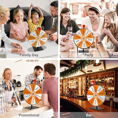12" Spinning Prize Wheel, 10 Slots Prize Spinning Wheel Tabletop Roulette Spinner with Dry Eraser Marker & Eraser - Heavy Duty Spinning Wheel for Prizes Fortune Spinning Game Trade Show (Orange) in Kuwait