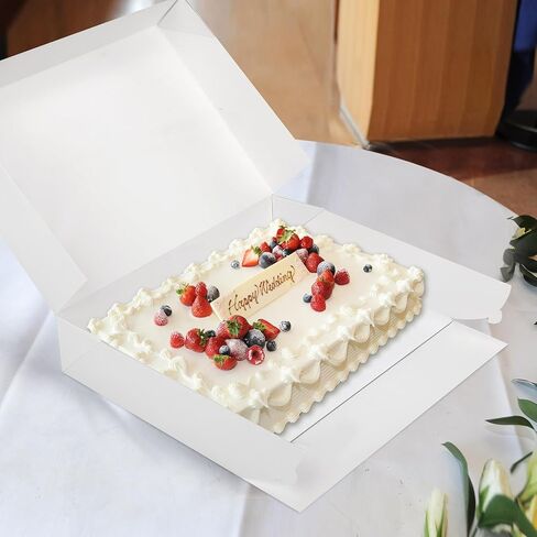 12 Pcs Half Sheet Cake Boxes with Cake Boards 19 x 14 x 4 Inch Cardboard Rectangle Cake Boxes with Lids Large No Window Bakery Cake Containers for Storage Cookie Pie Chocolates, White in Saudi Arabia
