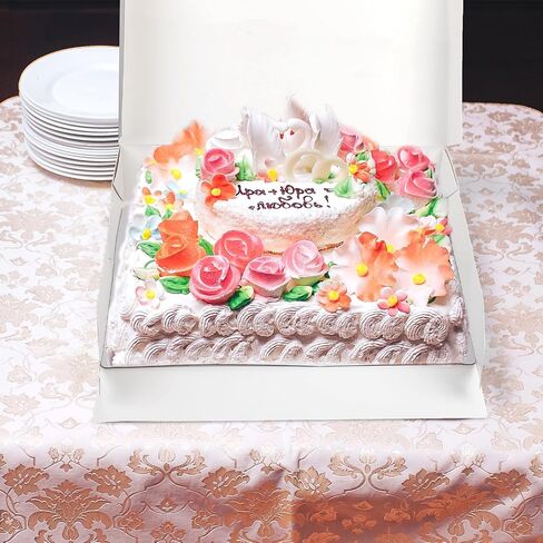 12 Pcs Half Sheet Cake Boxes with Cake Boards 19 x 14 x 4 Inch Cardboard Rectangle Cake Boxes with Lids Large No Window Bakery Cake Containers for Storage Cookie Pie Chocolates, White in Saudi Arabia