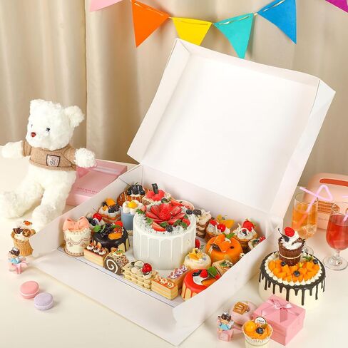 12 Pcs Half Sheet Cake Boxes with Cake Boards 19 x 14 x 4 Inch Cardboard Rectangle Cake Boxes with Lids Large No Window Bakery Cake Containers for Storage Cookie Pie Chocolates, White in Saudi Arabia