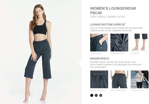 بنطال يوجا كابري للنساء من TSLA مع جيوب، سروال عالي الخصر للتمارين الرياضية، بنطال مريح ناعم in Kuwait