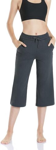 بنطال يوجا كابري للنساء من TSLA مع جيوب، سروال عالي الخصر للتمارين الرياضية، بنطال مريح ناعم in Kuwait