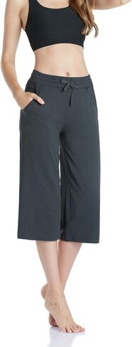 بنطال يوجا كابري للنساء من TSLA مع جيوب، سروال عالي الخصر للتمارين الرياضية، بنطال مريح ناعم in Kuwait