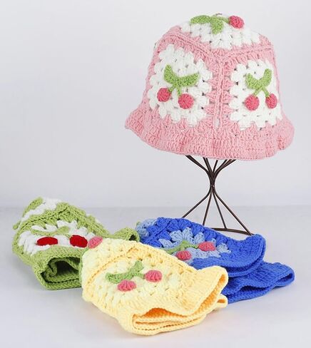 قبعة صياد السمك كروشيه نسائية محبوكة يدويًا قابلة للطي قبعة كاجوال موضة لطيفة مريحة 2023 in Kuwait