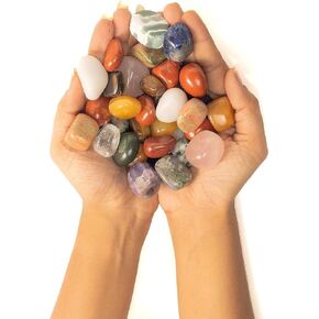 Exotic Mixed Tumbled Polished Stones Balancing Tumble Collection Palm Stone Meditation Good Luck Agate Stone Charm Gift Craft Home Decor Size: 20-25 mm 1 LB