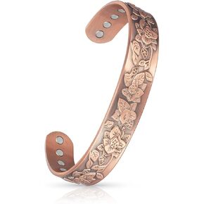 MagVIVACE Women Copper Magnetic Bracelet for Arthritis, Pure Copper Jewelry, Lymph Detox Bracelets with 3500 Gauss Magnet(Copper Color)