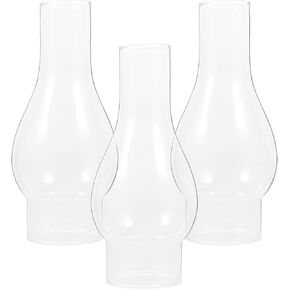 Oil Lamp Chimney: 3 pcs Clear Hurricane Lamp Globes 2.12“ Base 1.37“ Replacement Chimney for Oil Lamp