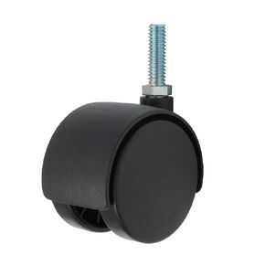 TWHN-50N-T17-BK 2" Diameter Nylon Wheel Hooded Non-Brake Caster, 3/8-16" Diameter x 1" Length Threaded Stem, 110 lb Capacity Range,Black
