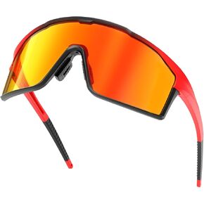 Cycling Glasses Polarized Sports Sunglasses Men Women Mountain Bike Glasses-UV 400 Protection,Baseball Sunglasses For Running,Fishing,Cycling,Golf-Red