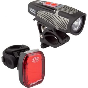 Lumina Pro 1000 and Vmax+ 150 Bike Light Set Combo USB Rechargeable Bicycle Headlight LED Front Light Water Resistant Mountain Road City Commuting Cycling Safety Flash Black/Red