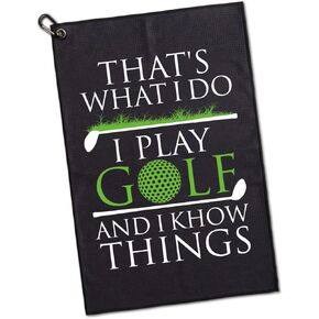 That's What I Do I Play Golf Repeat Printed Microfiber Golf Towel, Funny Golf Towel Gifts and Golf Accessories for Men Women Grandpa, Fathers Day Birthday Gift for Golf Lover Golfer