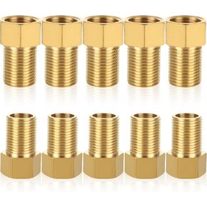 CYEAH Brass Pipe Fitting Set of 10, Brass Extension Pipe Nipple Connector 1/2" Female to 1/2" Male Pipe Longer Fitting Converter Adapter, Brass Female Male Adapter for Shower Head/Gas/Hydraulic System