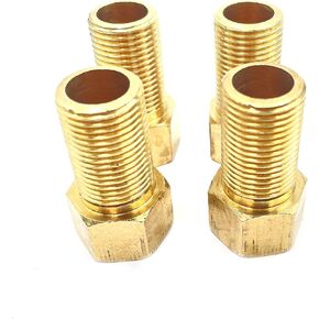 4pcs 1/2" Female to 1/2" Male Pipe Nipple Extension Connector Fitting,Brass Pipe Fitting Reducer Adapter,Hex Bushing Adapter, Solid Brass Length 50mm/1.97"
