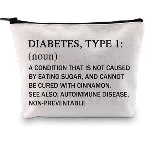 G2TUP Type 1 Diabetes Awareness Gift Type 1 Diabetes Definition Humor Makeup Bag Diabetic Support Cosmetic Bag Diabetes Warrior Gift (Diabetes Definition MB)