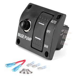 Marine Switch Panel Waterproof, 3 Way Bile Pump Switch Panel, Marine Boat Rocker Switch Panel for Car Boat RV Scooter Truck Vehicles