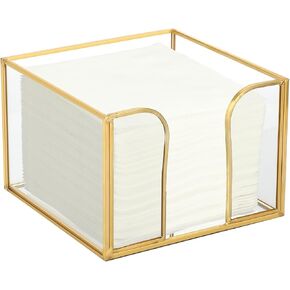 Sumnacon Napkin Holder Glass Napkin Holder for Table, Stylish Cocktail Napkin Holder,Modern Napkin Holders for Paper Napkins,Gold Napkin Holders for Kitchen Dining Table Party Restaurant Bar