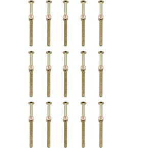 TAODAN 15PCS M6 x 120MM Galvanised Hexagonal Furniture Roller Screw Bolt Nut Fitting Barrel Nut Cross Tenons Slotted Furniture Nut for Cot Table Worktop Plank and Cabinet