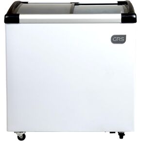 GRS Glass Door Small Chest Freezer - 4.13 Cubic Feet Small Deep Freezer with LED Light and 2 Removable Baskets, Mini Freezer Ideal for Ice Cream and Frozen Novelties