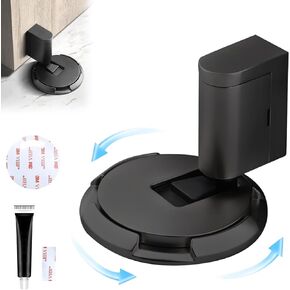 Magnetic Door Stopper Windproof,Upgrade Punch-Free Mechanical Silent Floor Door Stop,Heavy Duty Door Stop for Bottom of Door,Magnetic Door Catch Holder to Keep Door Open,No-Drill & Screws (Black)