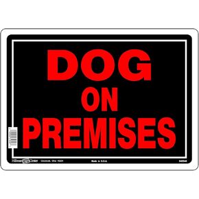 Hillman 848546 Dog On Premises Sign, Black and Red Aluminum Metal, 10x14 Inches 1-Sign