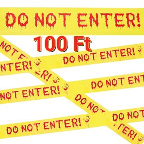 Upgraded Halloween Caution Tape, 3 Inch x 100 Feet Crime Scene Decorations Halloween Decorations Indoor Outdoor (4 in 1)