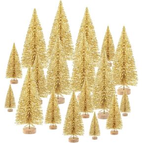 KUUQA 48Pcs Mini Sisal Trees Bottle Brush Trees Diorama Models Miniature Christmas Trees for Crafts, Christmas Party Home Decoration, SMALL SIZE TREES