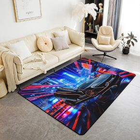 jejeloiu Race Car Decorative Carpet Rug Black Speed Sports Car Living Room Rugs for Bedroom for Kids Boys Girls Racing Car Area Rug 3x5 Extreme Sports