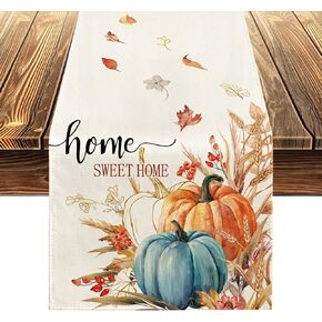 Thanksgiving Table Runner - Pumpkin Table Runner,Fall Table Runners 72 Inches Long For Dinning Table Decor,Farmhouse Maple Leaves Table Runner For Thanksgiving Table Decor,Autumn Table Runner 12*72 In