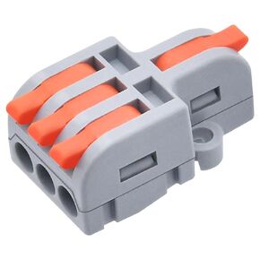 10Pcs Lever Wire Connectors, 1 in 3 Out DIY Mini Splice Compact Quick Electrical Connector, 24-12 AWG