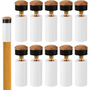 10pcs Pool Stick Tips, 0.51in Billiard Cues Tips Replacement with White Pool Cue Stick Ferrules Screw in Pool Table Accessories for Pool Cues