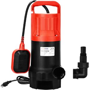1.5 HP Garden Sump Pump Submersible Utility Water Pump 5400GPH Portable Transfer Electric Clean/Dirty Water Pump with Float Switch for Swimming Pool Pond Flooded Cellar Basement Draining