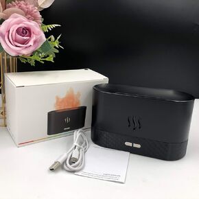 Essential Oil Diffuser, Humidifier with 7 Colors Flame Light with Modes Fire Mist (180ml), Waterless Auto Shut-Off Air Humidifier Diffuser for Spa, Home, Office, Bedroom(Black), WM169