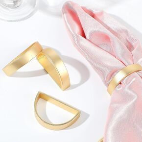 Gold Napkin Rings,Mabor 6pcs D-Shaped Metal Napkin Rings,Elegant Dinner Table Decor Dinners Table Cloth Holders for Mother’s Day,Thanksgiving,Anniversary Wedding Party in Saudi Arabia