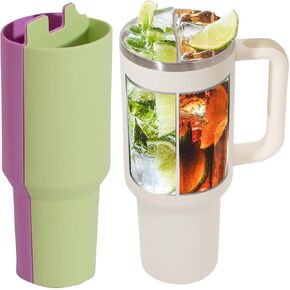 2-in-1 Cup Dividers for 40oz Stanley Tumbler, Dual Drink Silicone Liner Compatible with Stanley Cup 40 oz, Reusable Cup Insert Divider for Stanley Cup Accessories