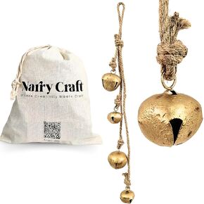 Christmas Jingle Bell Garland Wrought Rustic Bell Chime Gold Bell Garland Hanging Bell Antique Bells for Door Wall Bell with Hanging Rope for Christmas Decor Cluster Lucky Harmony Bell