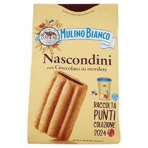 Mulino Bianco Biscotti Frollini Nascondini con Cioccolato da Mordere, Senza Olio di Palma, Colazione Ricca di Gusto, 330 g